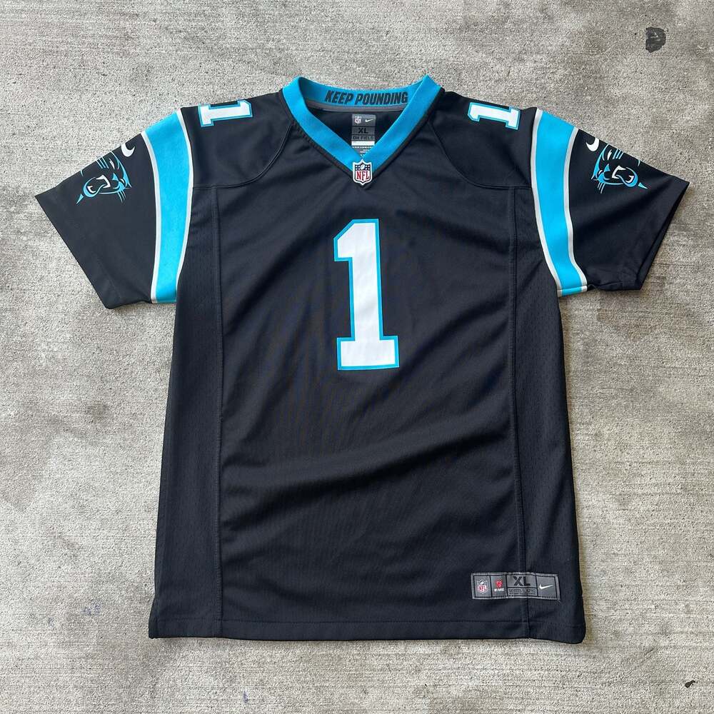 Nike Carolina Panthers Cam Newton #1 On Field Youth Football Jersey Black XL
